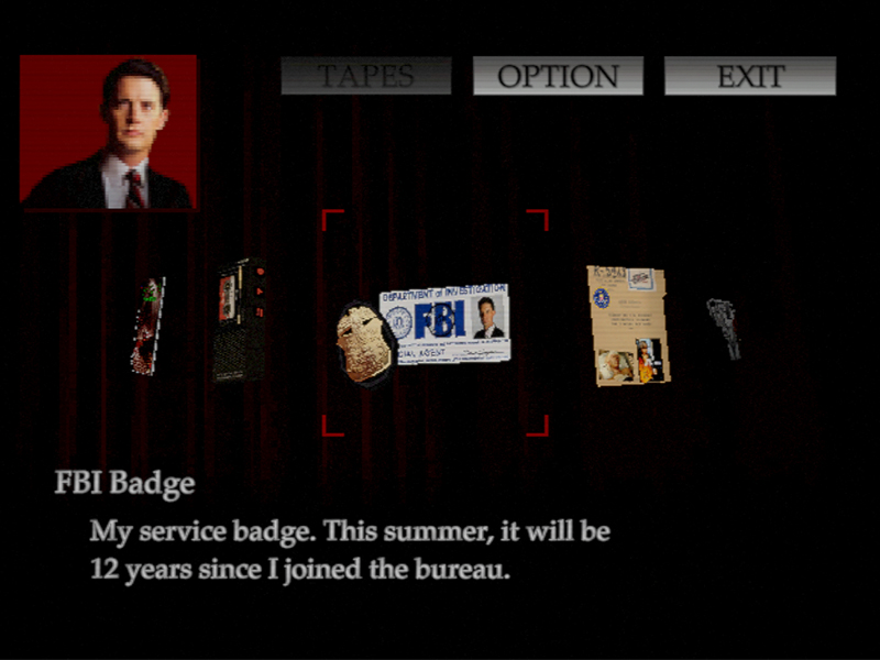 A screenshot of the inventory menu from Twin Peaks: Into The Night.